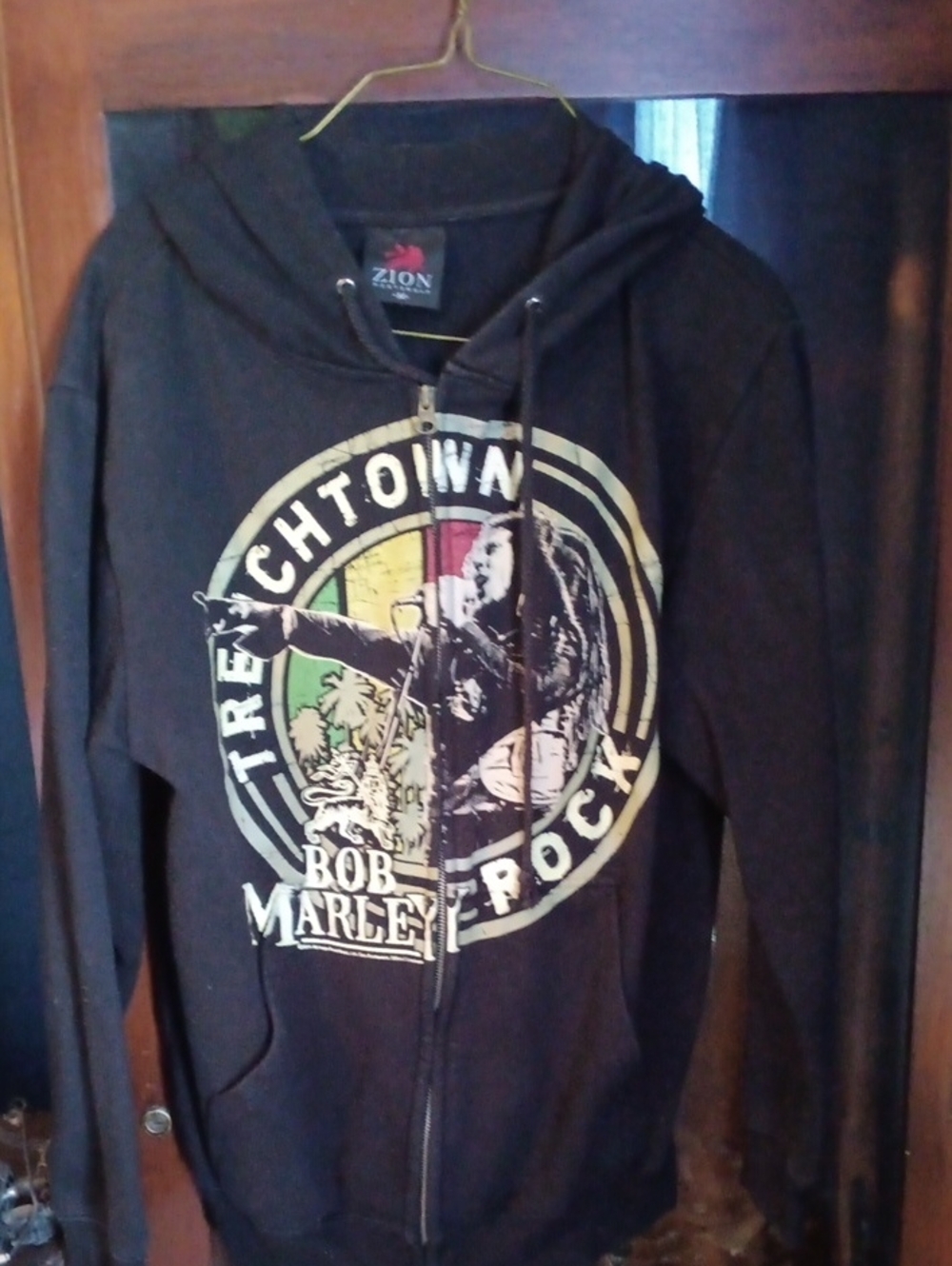 Bob Marley Black Graphic Zip Hoodie Size M